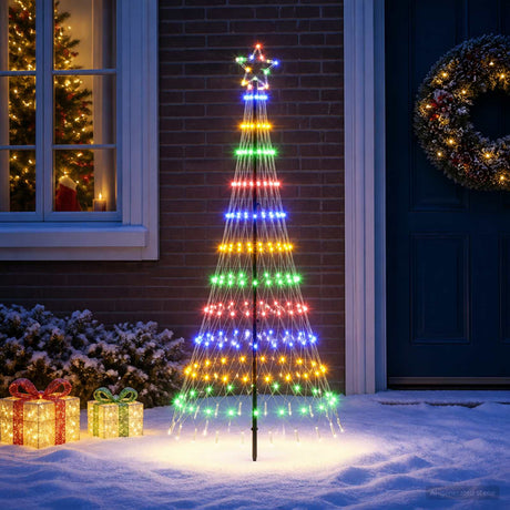 Vidaxl led kerstboom ekenas 180 cm 230 led's meerkleurig ijzer zwart