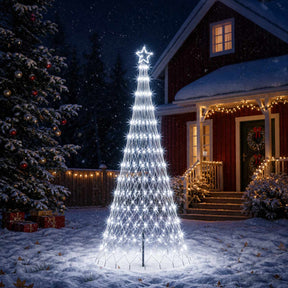 Vidaxl led kerstboom 250 cm 290 led's koel wit ijzer zwart