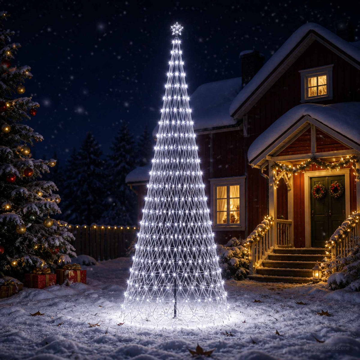 Vidaxl led kerstboom 400 cm 450 led's koel wit ijzer zwart