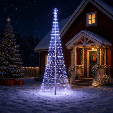 Vidaxl led kerstboom ekenas 400 cm 450 led's blauw ijzer zwart