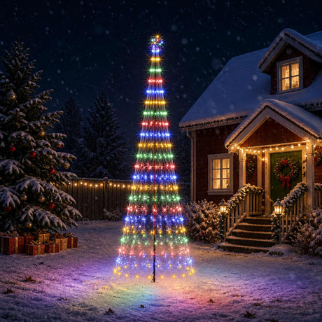 Vidaxl led kerstboom ekenas 400 cm 450 led's meerkleurig ijzer zwart