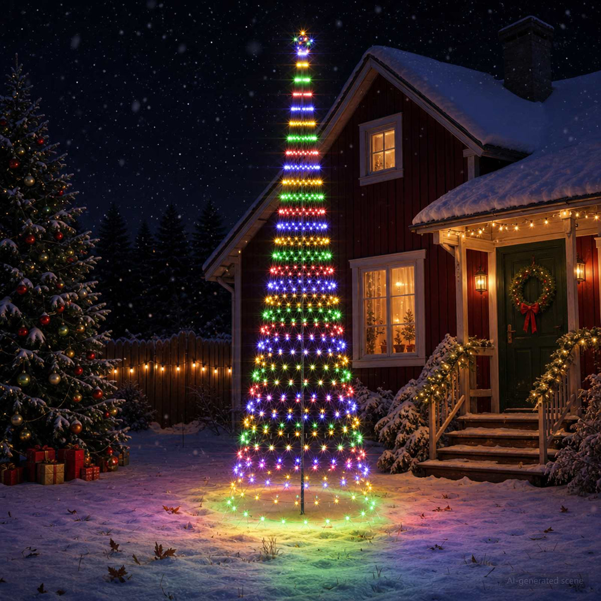 Vidaxl led kerstboom 500 cm 550 led's meerkleurig ijzer zwart
