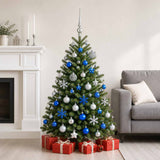 Vidaxl kerstballen set 111 st blauw en zilver 6 cm polystyreen