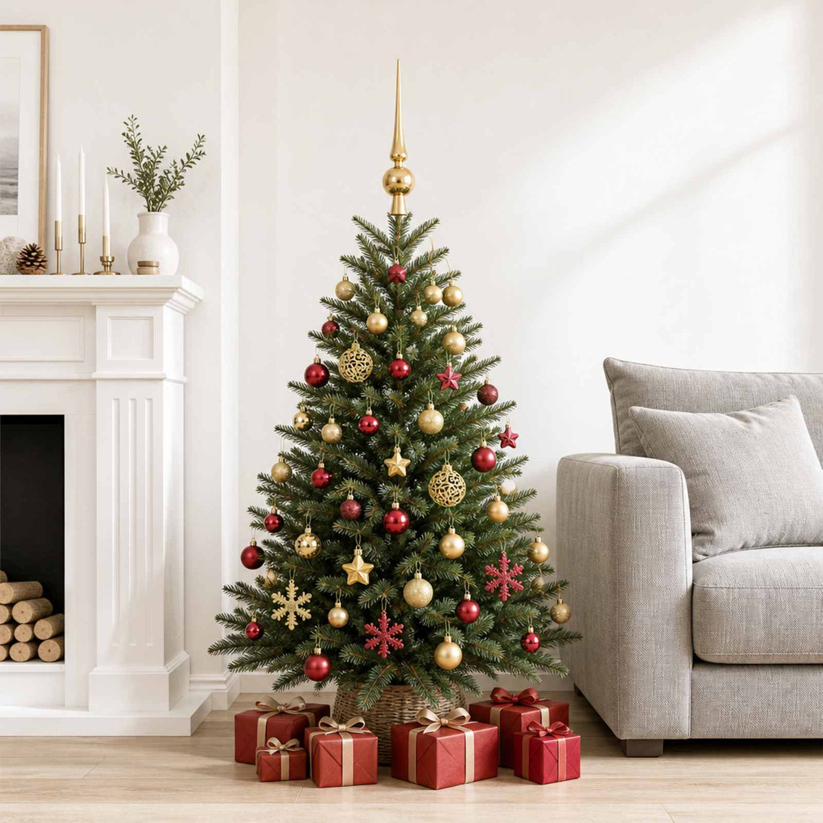Vidaxl kerstballen set 111 st goud en wijnrood 6 cm polystyreen