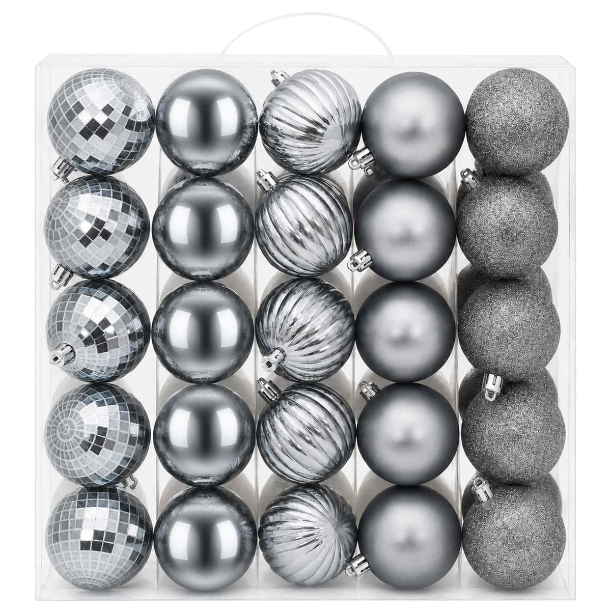 Vidaxl kerstballen set 75 st wit en grijs 6 cm polystyreen