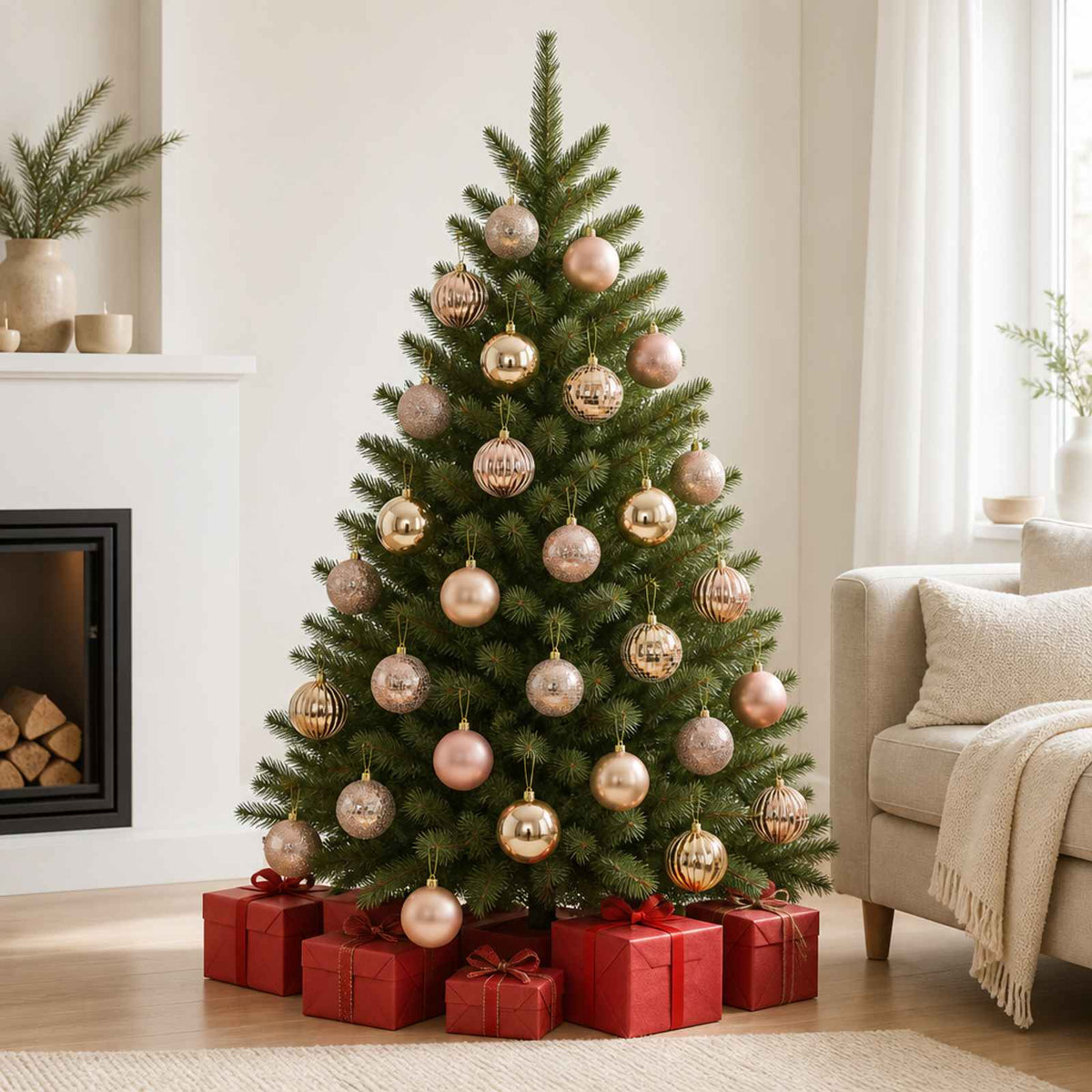 Vidaxl kerstballen set 50 st rose gold 8 cm polystyreen