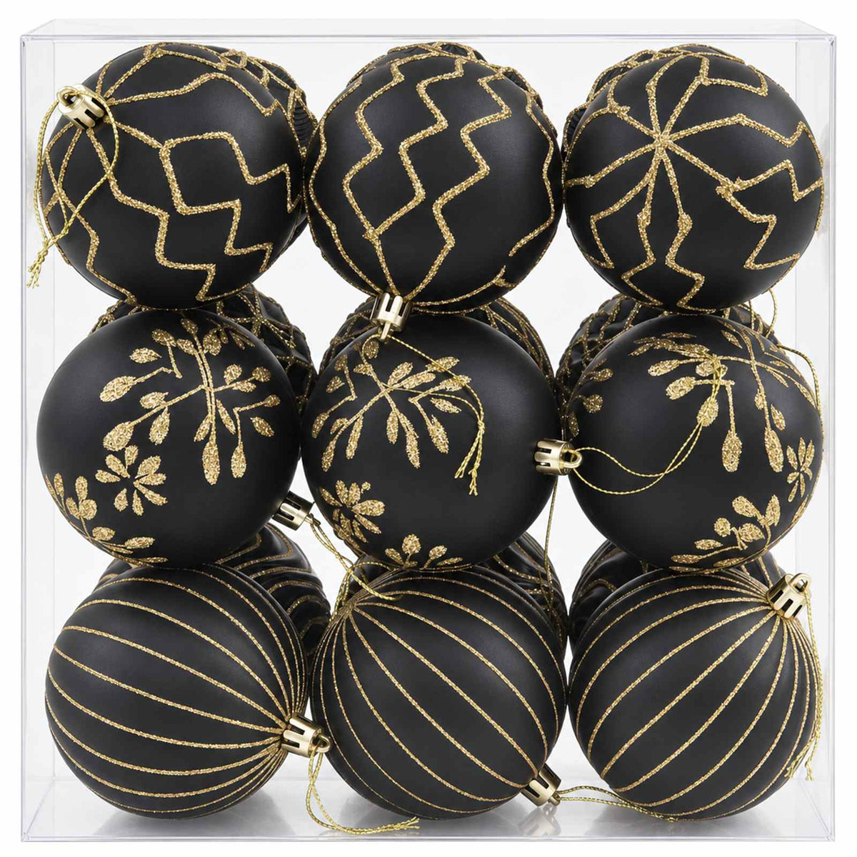 Vidaxl kerstbalset xl 18 st zwart en goud 8 cm polystyreen