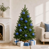 Vidaxl kerstbalset xl 12 st blauw en wit 10 cm polystyreen