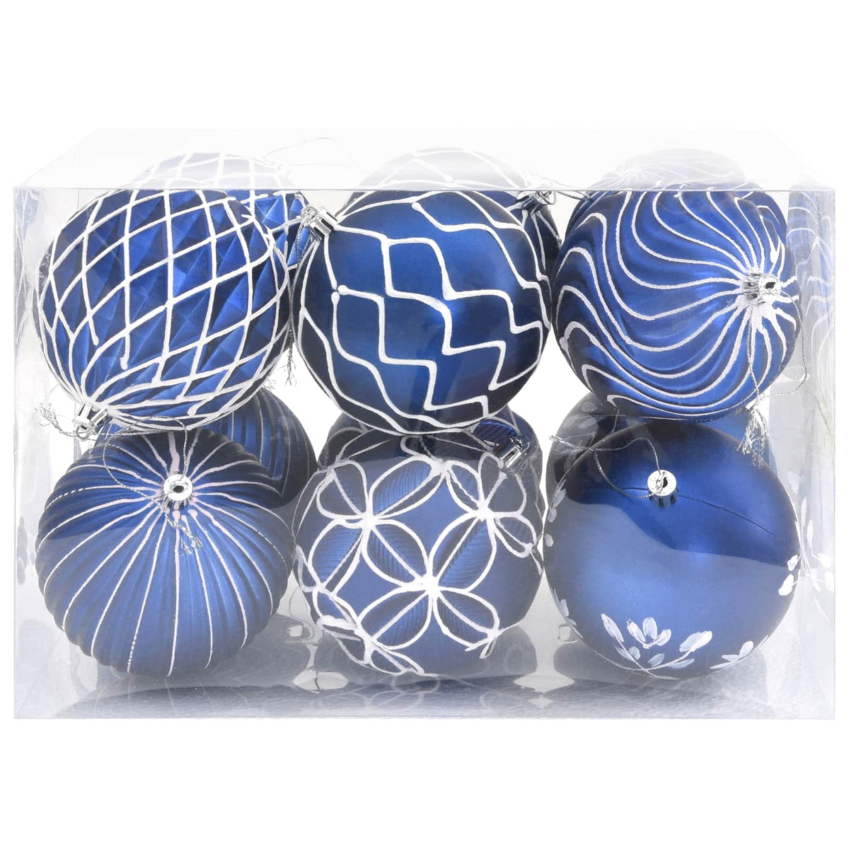 Vidaxl kerstbalset xl 12 st blauw en wit 10 cm polystyreen