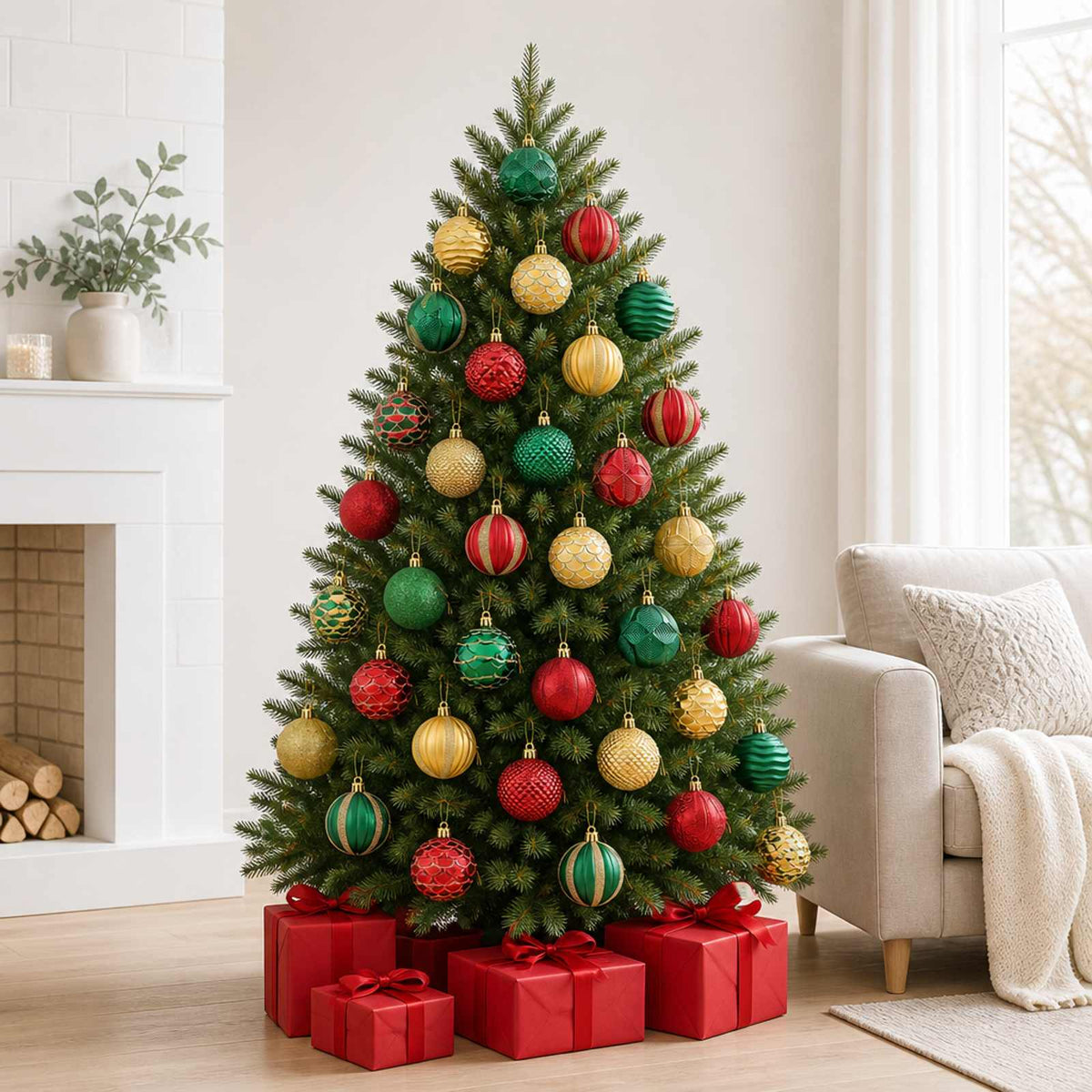 Vidaxl kerstballen set 36 st rood, goud en groen 6 cm polystyreen