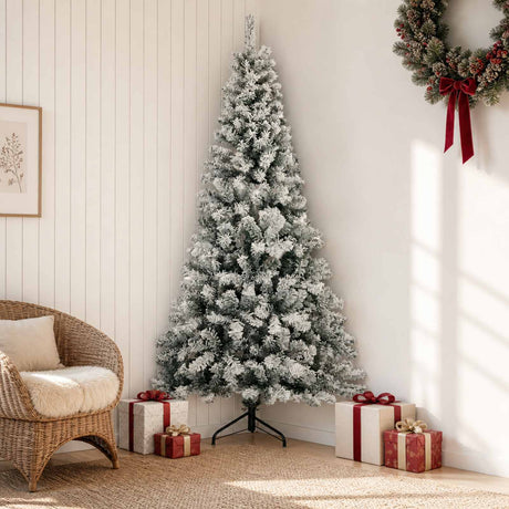 Vidaxl kunstkerstboom 210 cm pvc en staal groen en wit