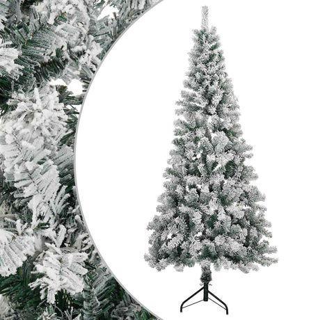 Vidaxl kunstkerstboom 210 cm pvc en staal groen en wit