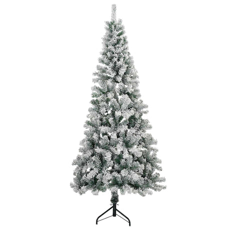 Vidaxl kunstkerstboom 210 cm pvc en staal groen en wit