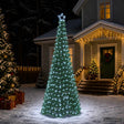 Vidaxl led-tinselkerstboom met voet ekenas 250 cm 370 led's koel wit