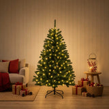 Vidaxl kunstmatige inklapbare kerstboom 150 cm 150 led's warmwit staal