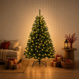 Vidaxl kunstmatige inklapbare kerstboom 180 cm 300 led's warmwit staal