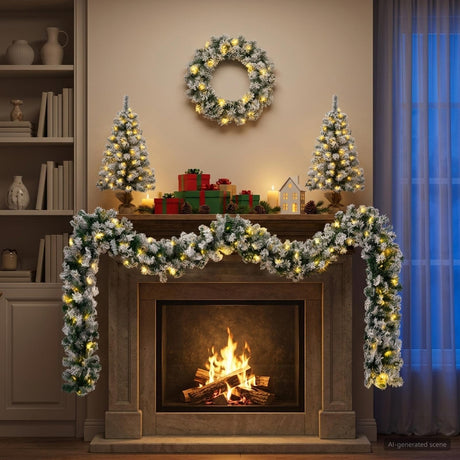 Vidaxl mini-kerstbomenset 45 cm 125 led's warmwit pvc groen en wit