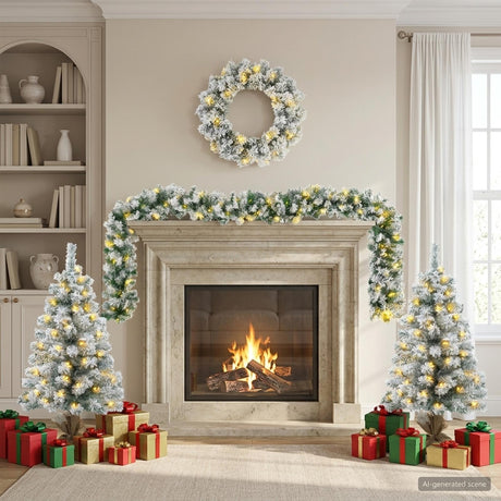 Vidaxl mini-kerstbomenset 90 cm 175 led's warmwit pvc groen en wit
