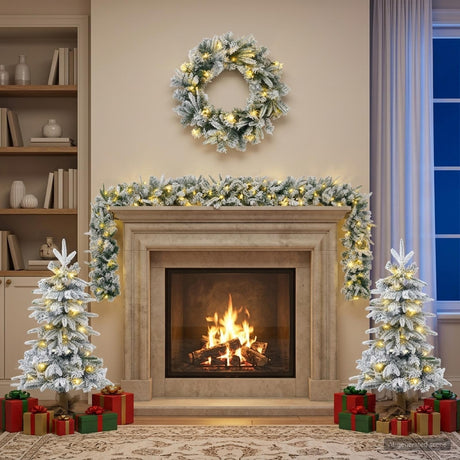 Vidaxl mini-kerstbomenset 90 cm 175 led's warmwit pvc en pe