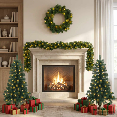 Vidaxl mini-kerstbomenset 120 cm 275 led's warmwit pvc groen