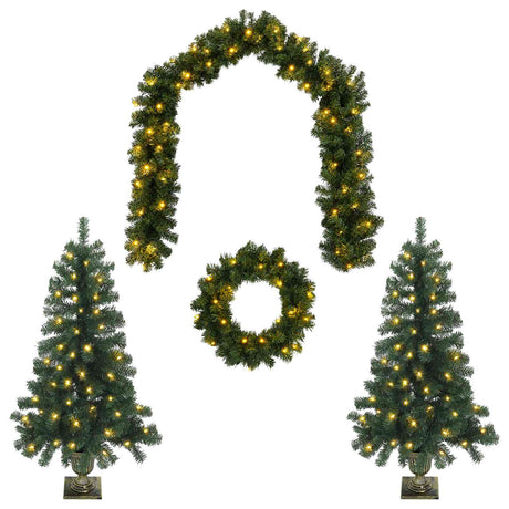 Vidaxl mini-kerstbomenset 120 cm 275 led's warmwit pvc groen