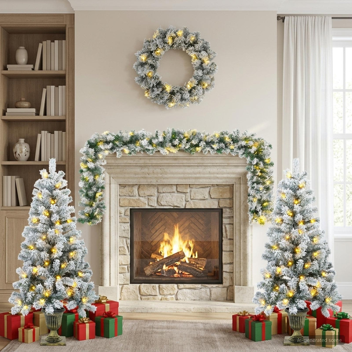 Vidaxl mini-kerstbomenset 120 cm 275 led's warmwit pvc groen en wit