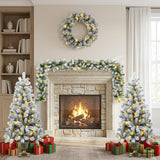 Vidaxl mini-kerstbomenset 120 cm 275 led's warmwit pvc groen en wit