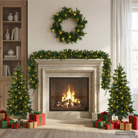 Vidaxl mini-kerstbomenset 120 cm 275 led's warmwit pvc en pe groen