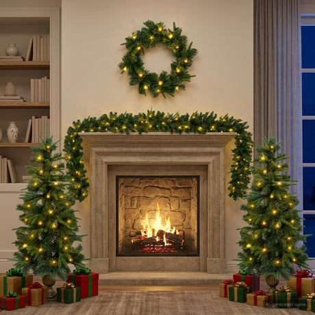 Vidaxl mini-kerstbomenset 120 cm 275 led's warmwit pvc en pe groen