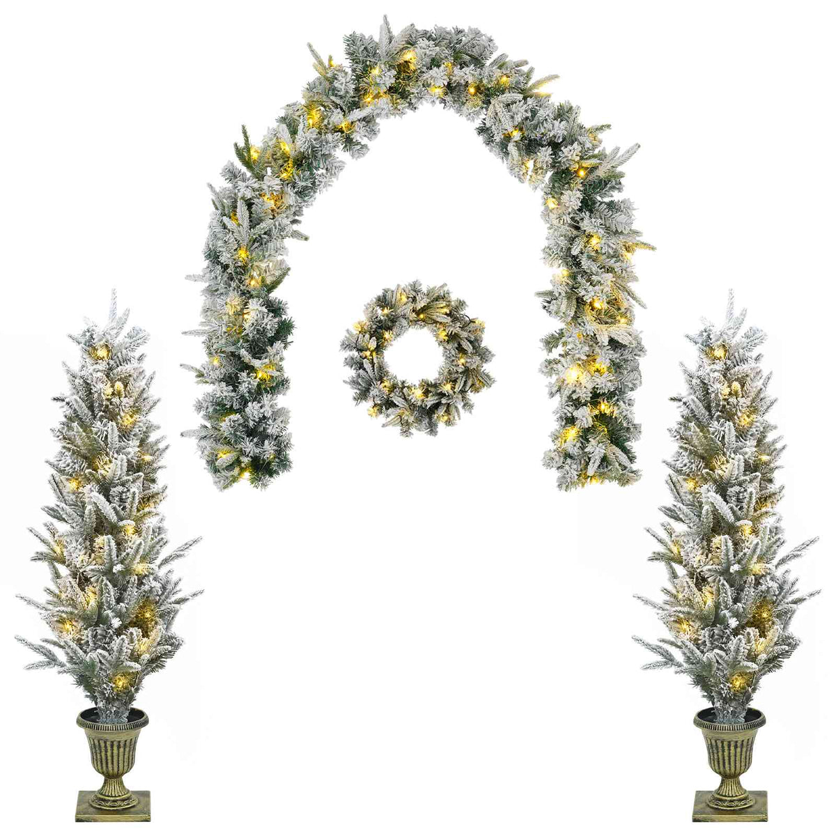 Vidaxl mini kerstboom 120 cm 275 led's warmwit pvc en pe groen en wit