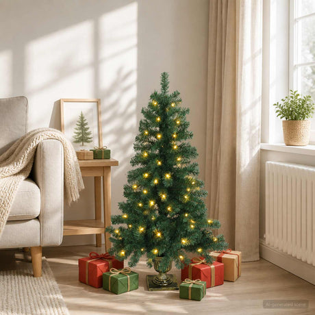 Vidaxl mini kerstboom 120 cm 100 led's warmwit pvc groen