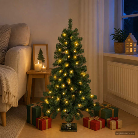 Vidaxl mini kerstboom 120 cm 100 led's warmwit pvc groen