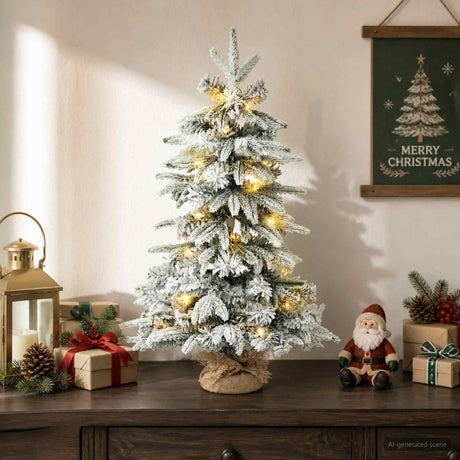 Vidaxl mini kerstboom 45 cm 25 led's warmwit pvc en pe groen en wit