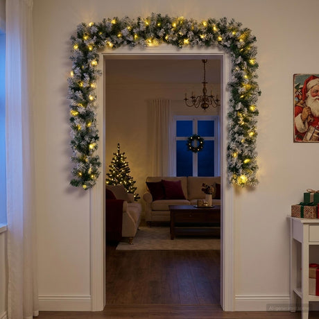 Vidaxl kerstkrans groen en wit 270 cm pvc 50 led's