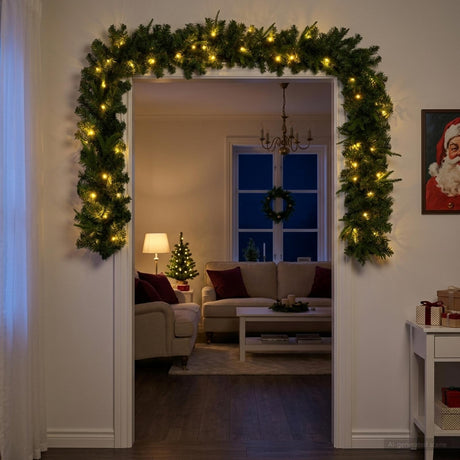 Vidaxl kerstkrans groen 270 cm pvc en pe 50 led's