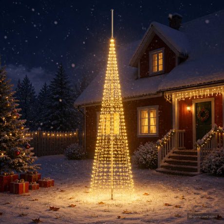 Vidaxl kerstboomverlichting met grondpen en vlaggenmast 500 cm