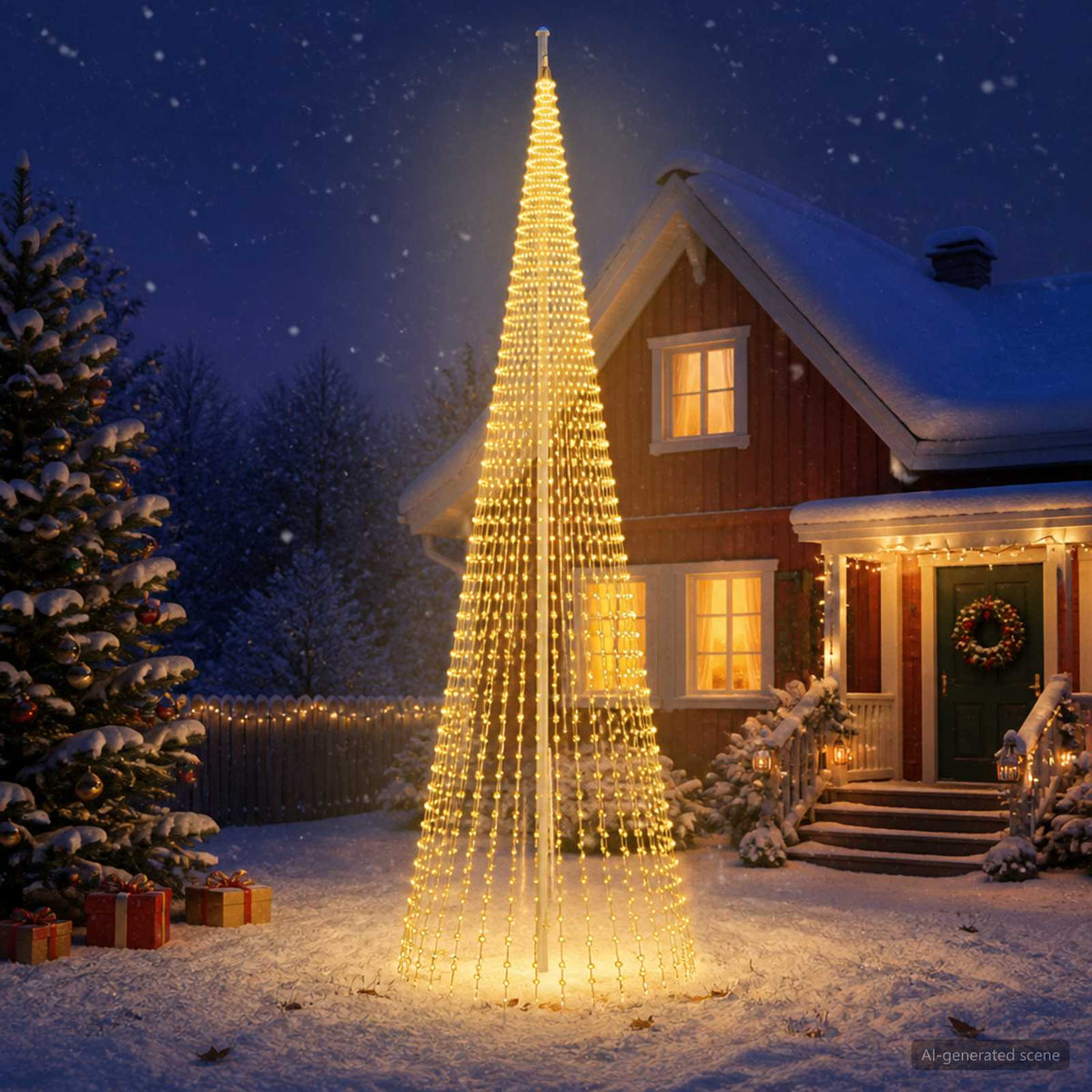 Vidaxl kerstboomlicht met grondpen vlaggenmast 500cm 1632 leds