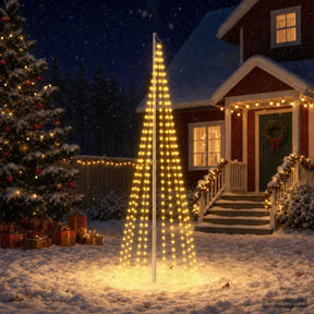 Vidaxl kerstboomverlichting met grondpen en vlaggenmast 300 cm