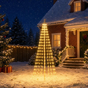 Vidaxl kerstboomverlichting met grondpen en vlaggenmast 180 cm