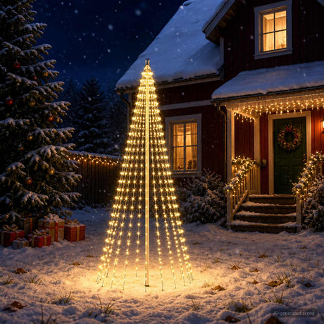 Vidaxl kerstboomverlichting met grondpen en vlaggenmast 250 cm