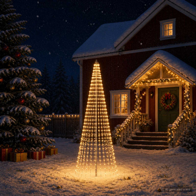 Vidaxl kerstboomverlichting met grondpen en vlaggenmast 300 cm