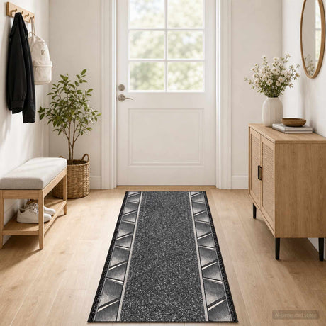 Vidaxl tapijtloper flornes geweven grijs zigzag 80 x 200 cm pp 7 mm