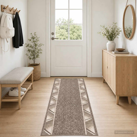 Vidaxl tapijtloper flornes geweven taupe zigzag 100 x 200 cm pp 7 mm