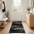 Vidaxl tapijtloper flornes geweven zwart penseelstreken 100 x 200 cm