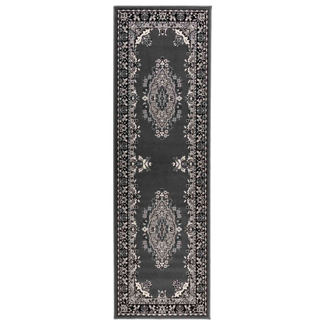 Vidaxl tapijtloper flornes geweven grijs patroon 100 x 350 cm pp 7 mm