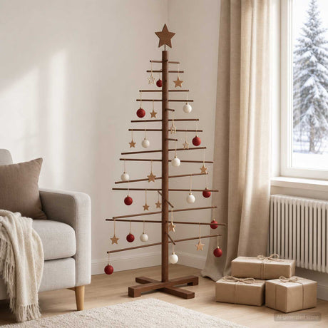 Vidaxl houten kerstboom 125 cm bamboe en massief grenenhout