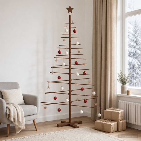 Vidaxl houten kerstboom 180 cm bamboe en massief grenenhout
