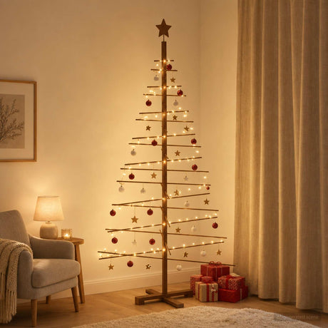Vidaxl houten kerstboom 180 cm bamboe en massief grenenhout