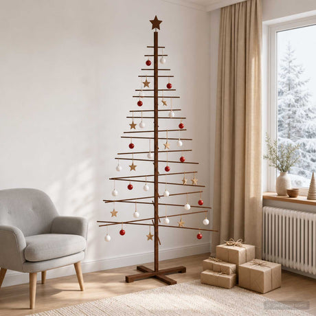 Vidaxl houten kerstboom 210 cm bamboe en massief grenenhout