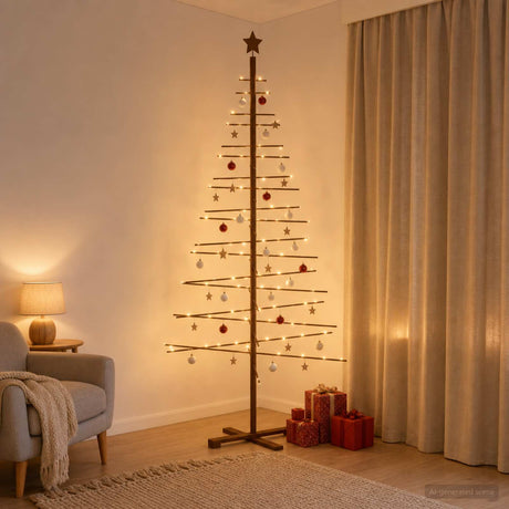 Vidaxl houten kerstboom 210 cm bamboe en massief grenenhout